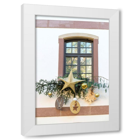 Strasbourg-France Christmas decoration adorns windows White Modern Wood Framed Art Print by McRoberts, Julien