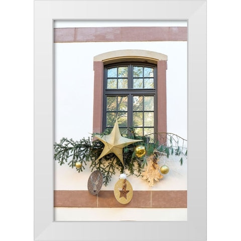 Strasbourg-France Christmas decoration adorns windows White Modern Wood Framed Art Print by McRoberts, Julien