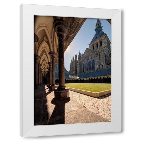 Abbey at Mont Saint-Michel on the Normandy coast of France White Modern Wood Framed Art Print by Steve Mohlenkamp