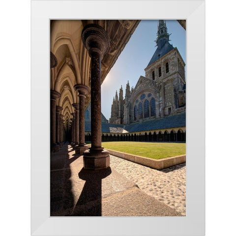 Abbey at Mont Saint-Michel on the Normandy coast of France White Modern Wood Framed Art Print by Steve Mohlenkamp