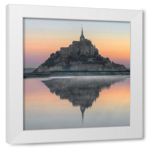 Mont Saint-Michel on the Normandy coast of France White Modern Wood Framed Art Print by Steve Mohlenkamp