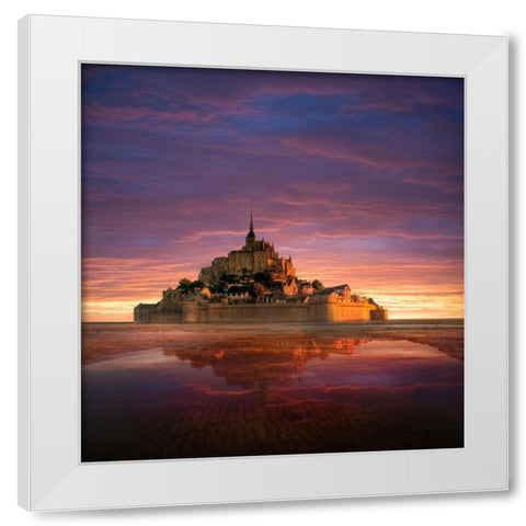 Mont Saint-Michel on the Normandy coast of France White Modern Wood Framed Art Print by Steve Mohlenkamp