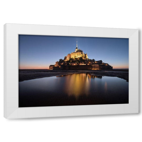 Mont Saint-Michel on the Normandy coast of France White Modern Wood Framed Art Print by Steve Mohlenkamp