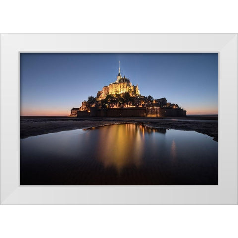 Mont Saint-Michel on the Normandy coast of France White Modern Wood Framed Art Print by Steve Mohlenkamp