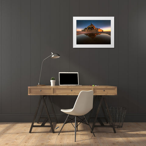 Mont Saint-Michel on the Normandy coast of France White Modern Wood Framed Art Print by Steve Mohlenkamp