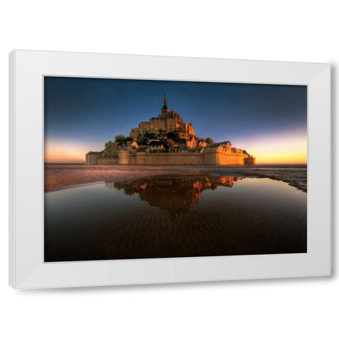 Mont Saint-Michel on the Normandy coast of France White Modern Wood Framed Art Print by Steve Mohlenkamp
