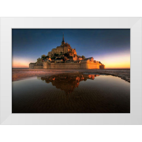 Mont Saint-Michel on the Normandy coast of France White Modern Wood Framed Art Print by Steve Mohlenkamp