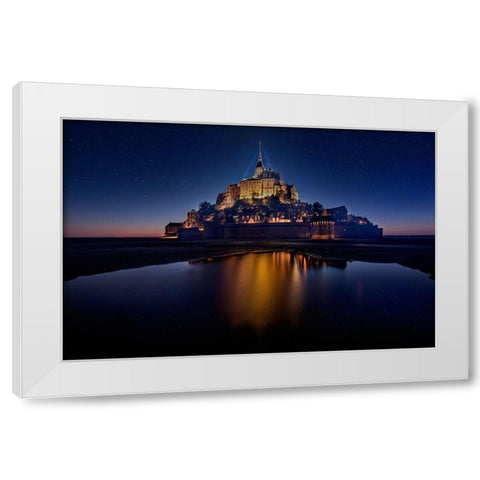Mont Saint-Michel on the Normandy coast of France White Modern Wood Framed Art Print by Steve Mohlenkamp