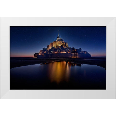 Mont Saint-Michel on the Normandy coast of France White Modern Wood Framed Art Print by Steve Mohlenkamp