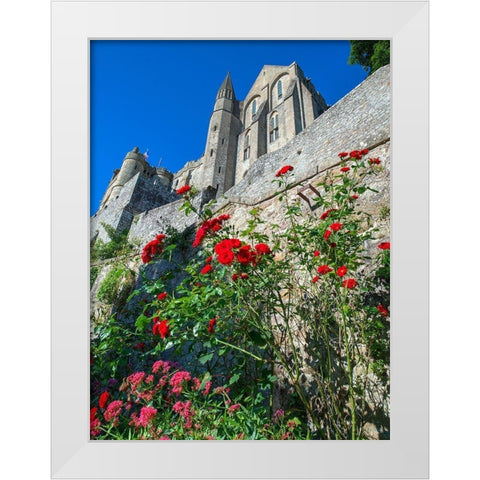 Mont Saint-Michel in Normandy France White Modern Wood Framed Art Print by Steve Mohlenkamp