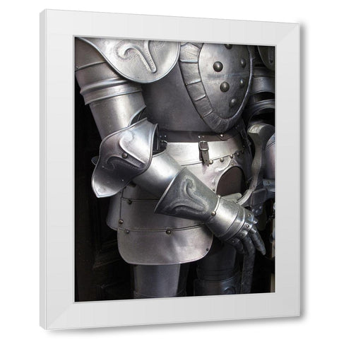 Shining armor in Mont Saint-Michel on the Normandy coast of France White Modern Wood Framed Art Print by Steve Mohlenkamp