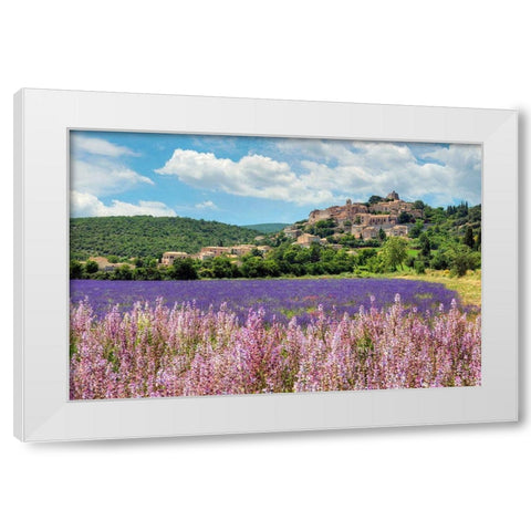 Lavender bloom near Sault in the south of France White Modern Wood Framed Art Print by Steve Mohlenkamp