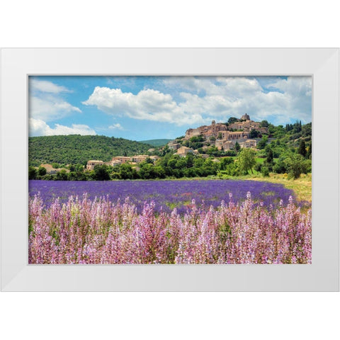 Lavender bloom near Sault in the south of France White Modern Wood Framed Art Print by Steve Mohlenkamp