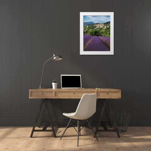 Lavender bloom near Sault in the south of France White Modern Wood Framed Art Print by Steve Mohlenkamp