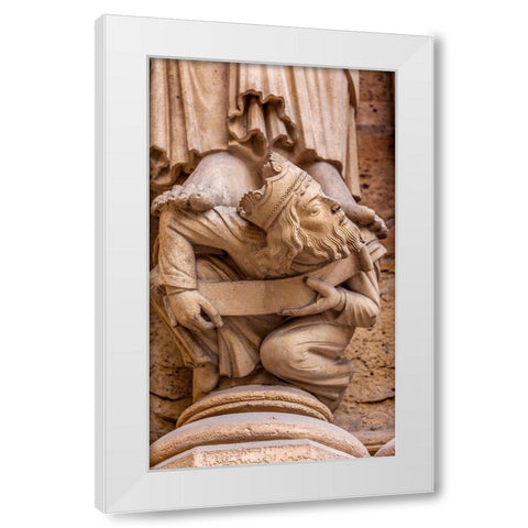 Headless King Facade-Notre Dame Cathedral-Paris-France  White Modern Wood Framed Art Print by Perry, William