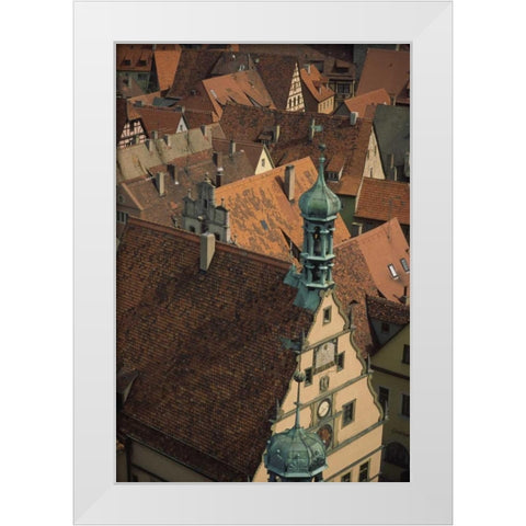 Germany, Rothenburg, Overview of rooftops White Modern Wood Framed Art Print by Satushek, Steve