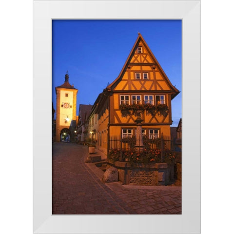 Germany, Rothenburg Siebers Tower with clock White Modern Wood Framed Art Print by Flaherty, Dennis