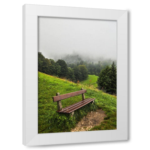 Germany-Bavaria-Berchtesgaden-Early Morning Fog White Modern Wood Framed Art Print by Looney, Hollice
