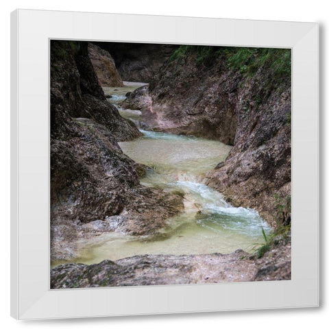 Germany-Berchtesgaden-Almbach Gorge and Waterfall White Modern Wood Framed Art Print by Looney, Hollice