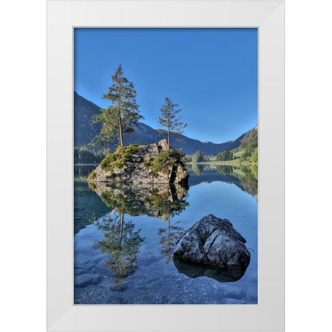 Germany-Bavaria-Ramsau bei Berchtesgaden-Lake Hintersee in Morning Light White Modern Wood Framed Art Print by Looney, Hollice