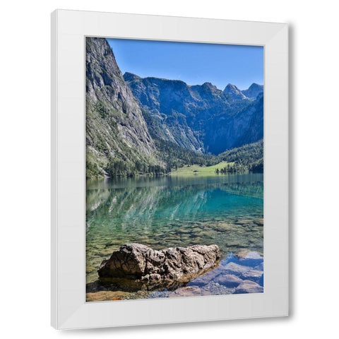 Germany-Bavaria-Schoenau am Konigssee-Lake Obersee White Modern Wood Framed Art Print by Looney, Hollice