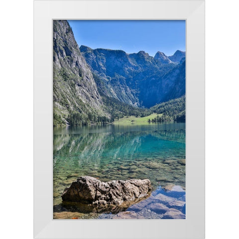 Germany-Bavaria-Schoenau am Konigssee-Lake Obersee White Modern Wood Framed Art Print by Looney, Hollice