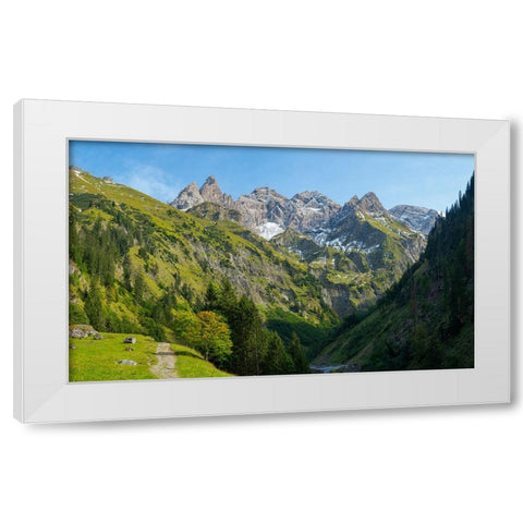 Mount Trettachspitze and mount Madelegabel in the Allgau Alps-Germany-Bavaria White Modern Wood Framed Art Print by Zwick, Martin