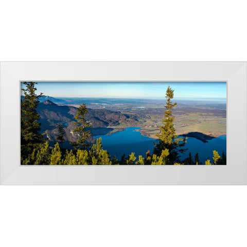 View from Mt-Jochberg near lake Walchensee towards lake Kochelsee and the foothills of the Bavarian White Modern Wood Framed Art Print by Zwick, Martin