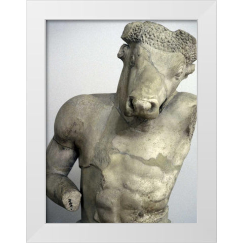 Greece, Athens Marble statue of a Minotaur White Modern Wood Framed Art Print by Noble Gardner, Nancy