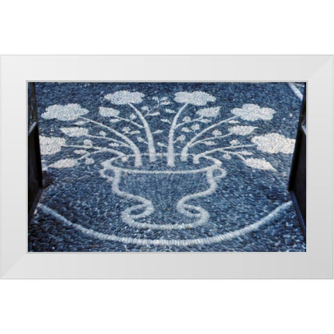 Greece, Santorini Pebble floral decoration White Modern Wood Framed Art Print by Noble Gardner, Nancy