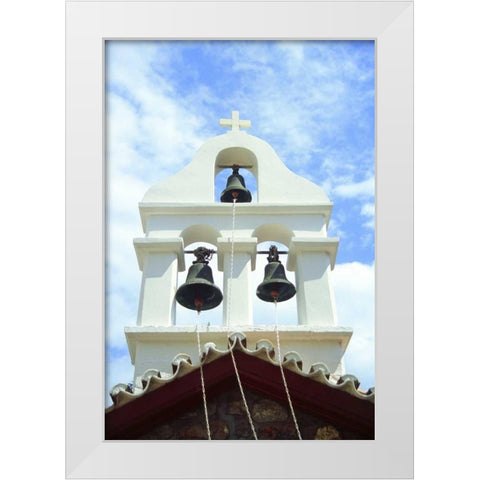 Greece, Island of Hydra Bells on a chapel White Modern Wood Framed Art Print by Noble Gardner, Nancy