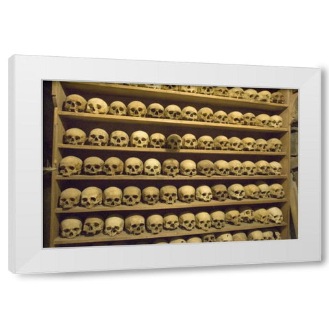 Greece, Meteora Skull at Grand Meteora Monastery White Modern Wood Framed Art Print by Young, Bill