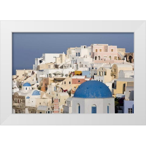 Greece, Santorini, Thira, Oia City Overlook White Modern Wood Framed Art Print by Young, Bill