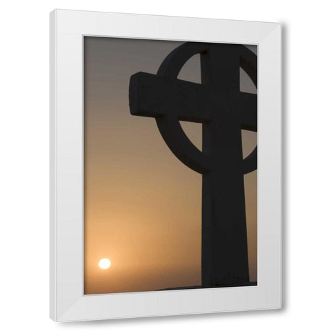 Greece, Santorini Greek cross against sunset White Modern Wood Framed Art Print by Young, Bill