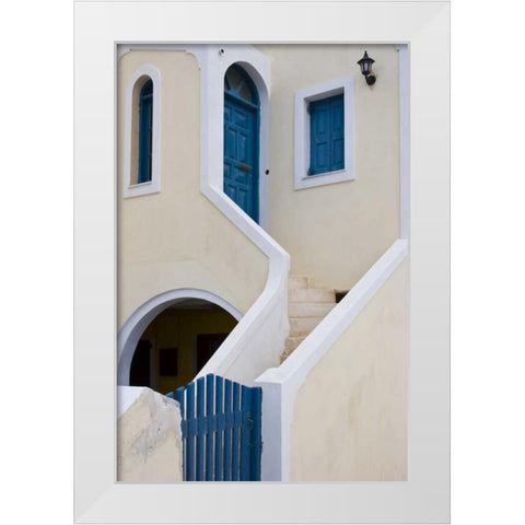 Greece, Santorini, Thira, Oia House Exterior White Modern Wood Framed Art Print by Young, Bill