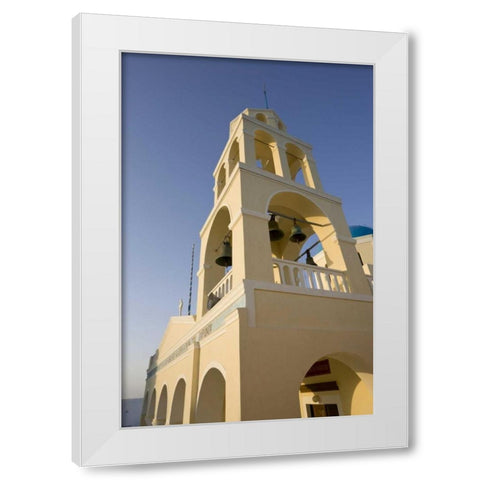 Greece, Santorini, Oia Bell tower of a church White Modern Wood Framed Art Print by Young, Bill