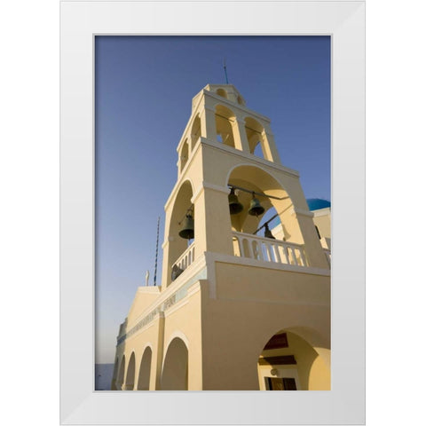 Greece, Santorini, Oia Bell tower of a church White Modern Wood Framed Art Print by Young, Bill