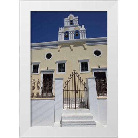Greece, Santorini Gate to Greek Orthodox church White Modern Wood Framed Art Print by Young, Bill