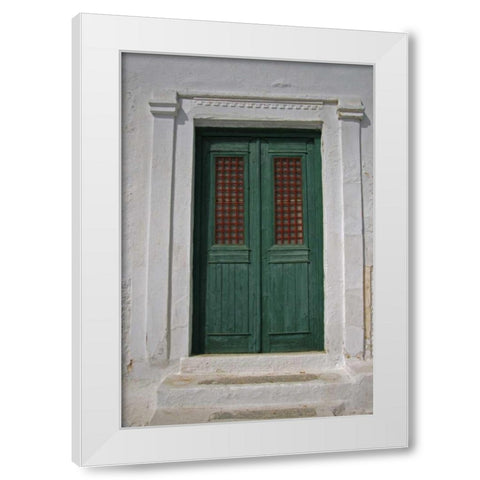 Greece, Chora Doorway to Neo- Classical house White Modern Wood Framed Art Print by Noble Gardner, Nancy
