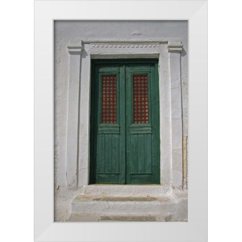 Greece, Chora Doorway to Neo- Classical house White Modern Wood Framed Art Print by Noble Gardner, Nancy