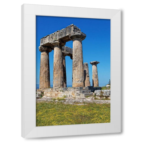 Greece-Corinth Ruins of Temple of Apollo  White Modern Wood Framed Art Print by Jaynes Gallery
