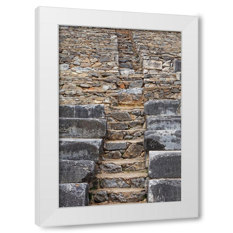 Greece-Philippi Stairs and seats at ruins of ancient stadium  White Modern Wood Framed Art Print by Jaynes Gallery