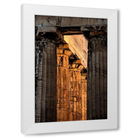 Parthenon columns on the Acropolis in Athens-Greece White Modern Wood Framed Art Print by Steve Mohlenkamp