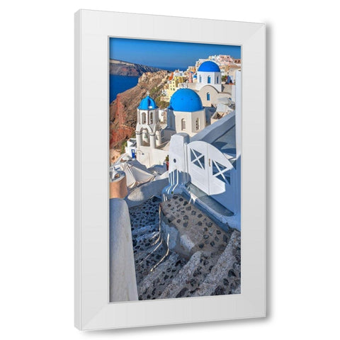 Santorini-Greece on the Mediterranean Sea White Modern Wood Framed Art Print by Steve Mohlenkamp
