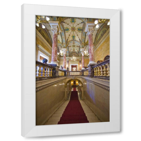 Hungary, Budapest Parliament Building Interior White Modern Wood Framed Art Print by Zuckerman, Jim