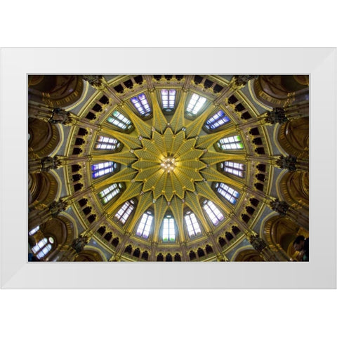 Hungary, Budapest Parliament Building interior White Modern Wood Framed Art Print by Zuckerman, Jim