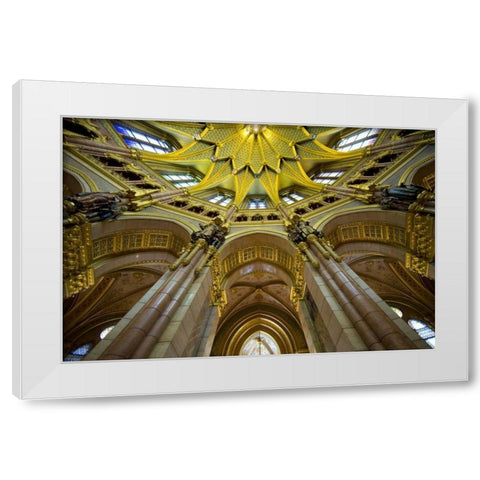Hungary, Budapest Parliament Building interior White Modern Wood Framed Art Print by Zuckerman, Jim