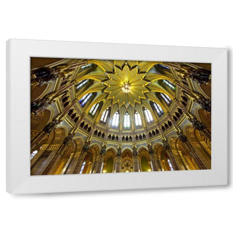 Hungary, Budapest Parliament Building interior White Modern Wood Framed Art Print by Zuckerman, Jim