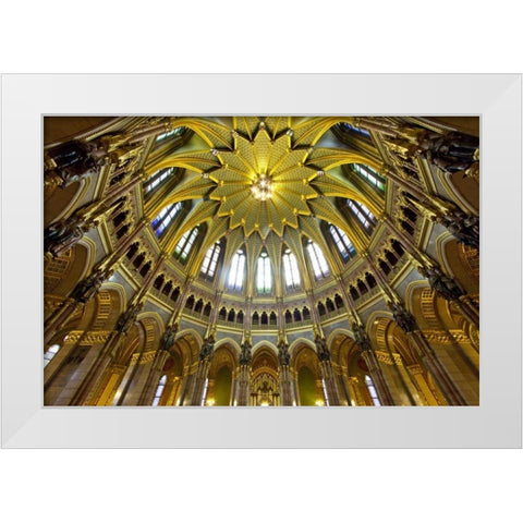 Hungary, Budapest Parliament Building interior White Modern Wood Framed Art Print by Zuckerman, Jim
