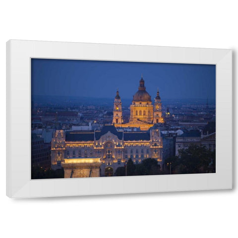 Hungary, Budapest St Stephens Cathedral White Modern Wood Framed Art Print by Zuckerman, Jim